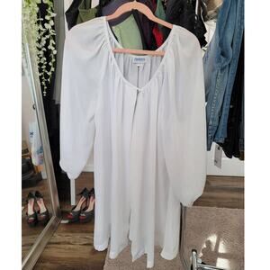 Sandcastle White Sheer Split-Front Swim Cover Up Size Large